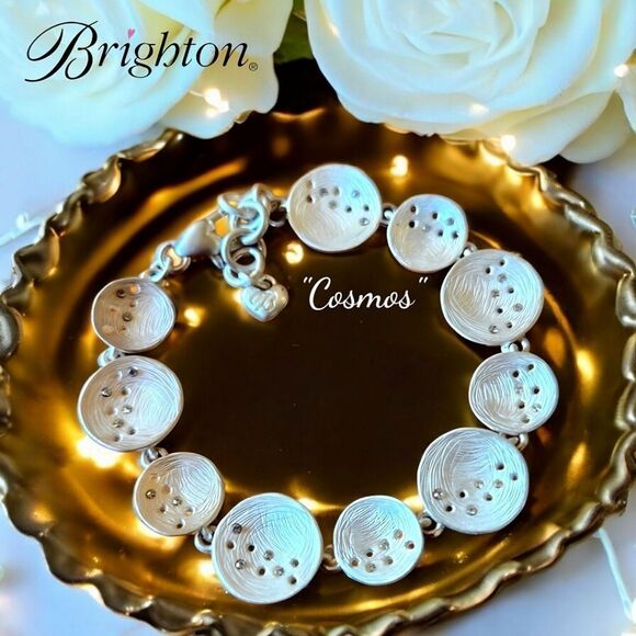 BRIGHTON "Cosmos" Brushed Silver and Crystal Bracelet - Picture 1 of 7